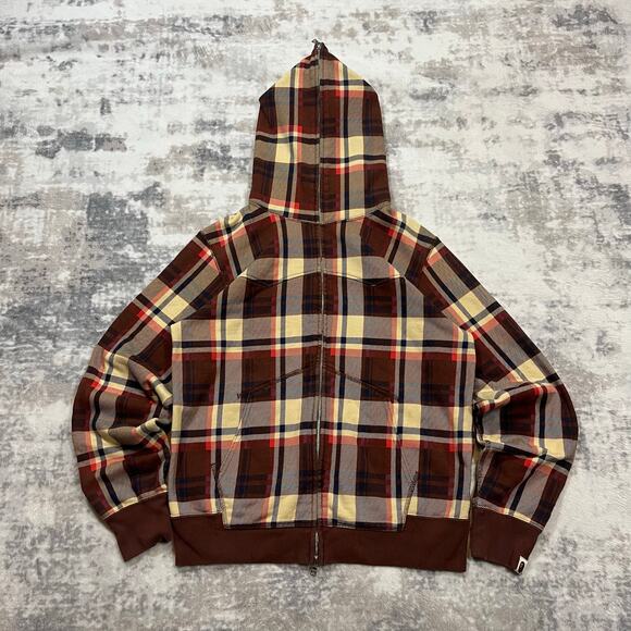 Authentic Bape 2000’s Plaid Full Zip Hoodie M - Picture 1 of 7